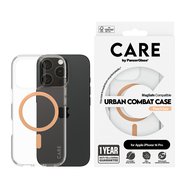 PanzerGlass® CARE kryt Apple iPhone 16 Pro MagSafe Urban Combat čirý/broskvový